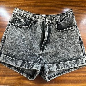 American Apparel | Black Acid Wash High Waisted Shorts | Size 30